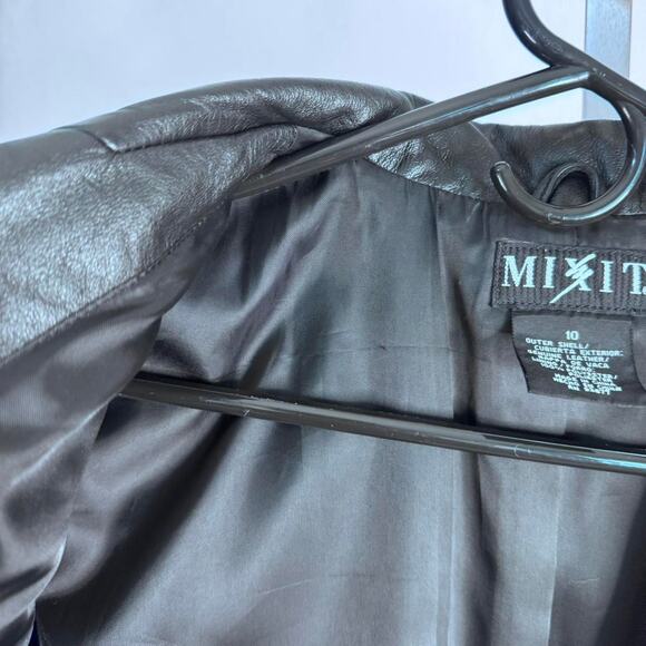 Vintage Y2K Leather Blazer Jacket V-Neck Black One Button Medium - Picture 8 of 8